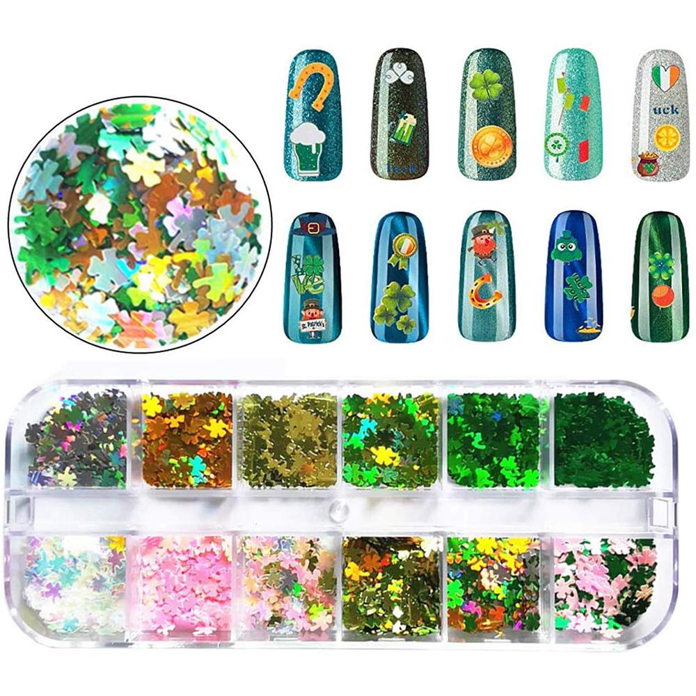 Stiker Kuku Clover Four-leaf Agustinina 1Box Clover Lucky Grass DIY Dekorasi Nail Art