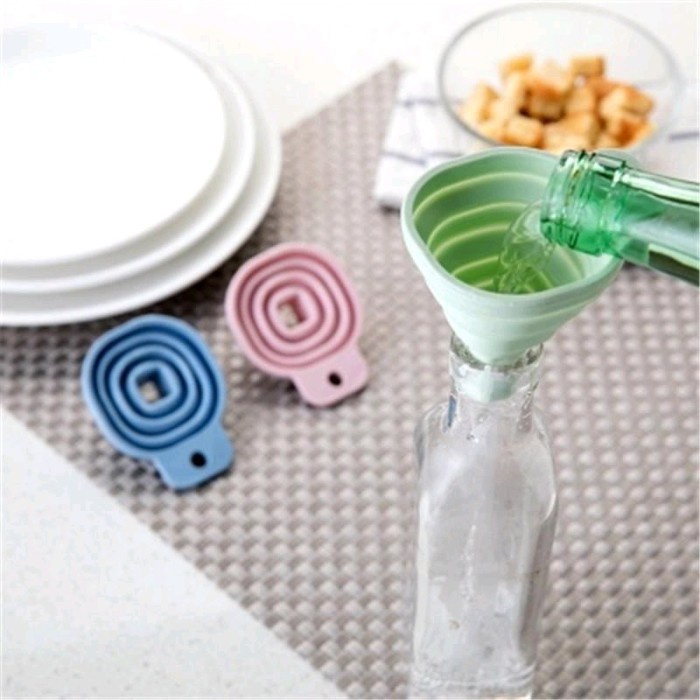 ☛TK☚ R378 Corong Petak Lipat Air Karet Silikon Minyak Collapsible Mini Funnel