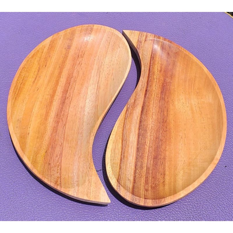 piring susi set. yinyang 10x20cm kayu mahoni