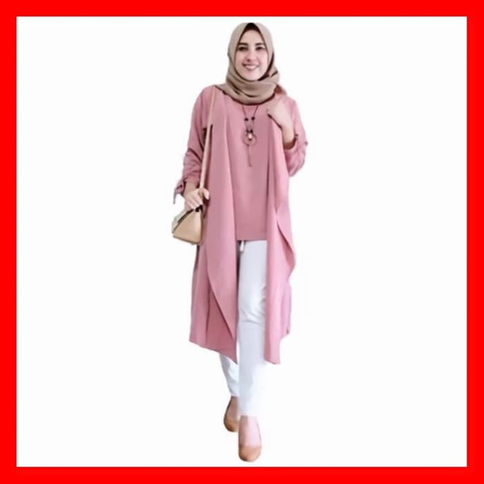 New Baju Gamis Wanita Terbaru Atasan Muslim Blouse Putih