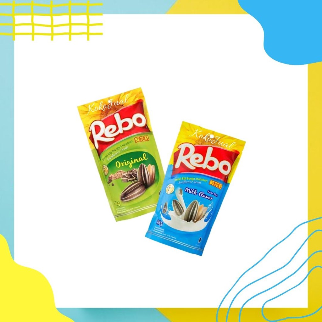 

Rebo Kuaci Bunga Matahari 2 Varian 150 Gram | Kuaci Rebo Bunga Matahari Original Milk Flavor