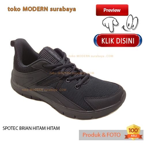 SPOTEC BRIAN HITAM HITAM sepatu pria sepatu casual sneakers