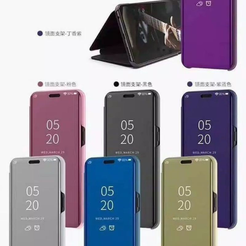 FLIP MIRROR SAMSUNG GALAXY A02S / A10S / A20S / A21 - CLEAR VIEW STANDING COVER FLIP CASE MIRROR CAS