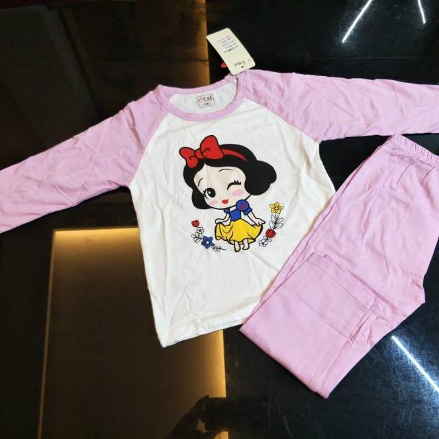Piyama bahan kaos import disney comfort anak kids perempuan