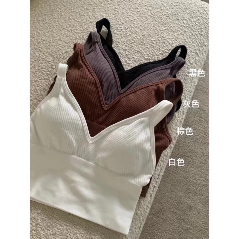 Tank top v neck + cup bra / tanktop basic push up bra import / tanktop korea