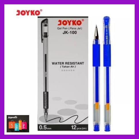 

Silutala- Pulpen / Pen Gel Joyko Jk 100 Water Resistant Lusin - Biru -Ori.