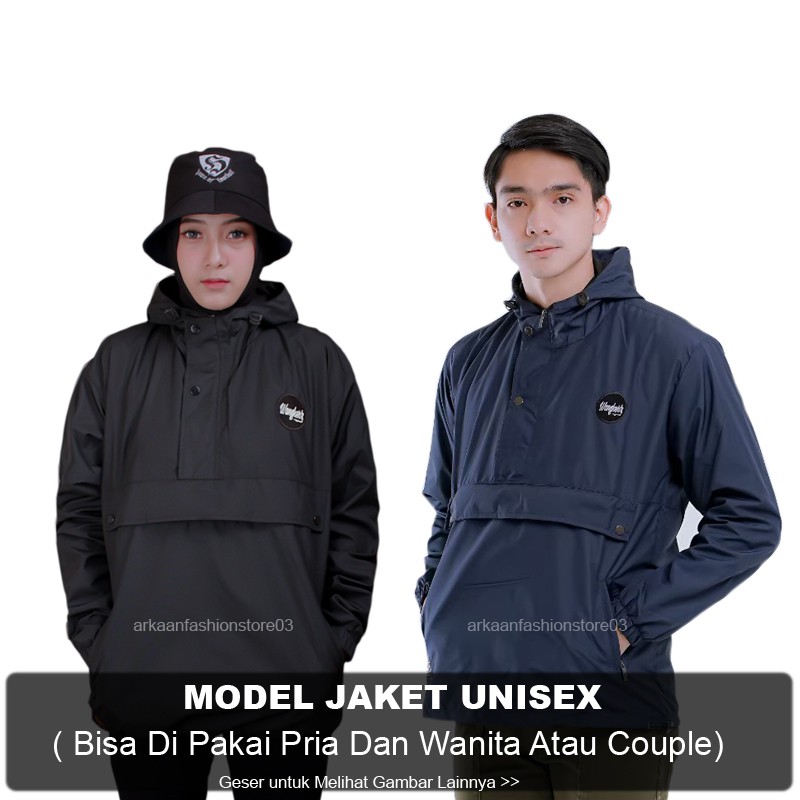 AKN- JAKET CAGOULE PRIA WINDBREAKER / JAKET HOODIE TASLAN PARASUT / JAKET MOTOR ANTI AIR WATERPROOF