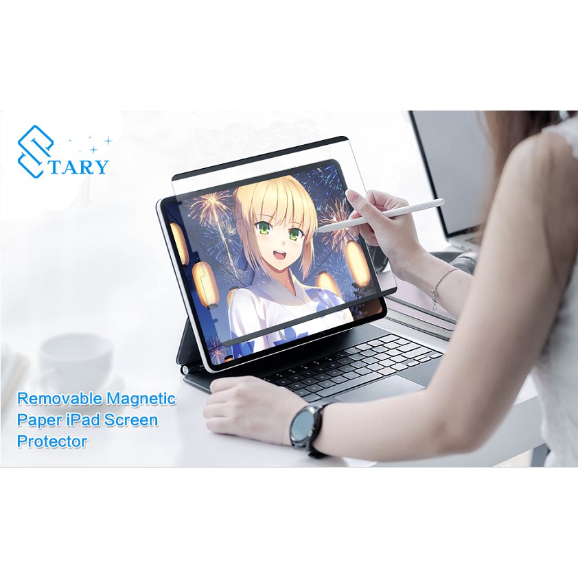 Kertas Film Pelindung Layar Magnetik Dapat Dilepas Untuk Ipad Pro 11 2021 12.9 2020 2018 7th 8th 10.2 Air 4 10.9 Air 3 10.5