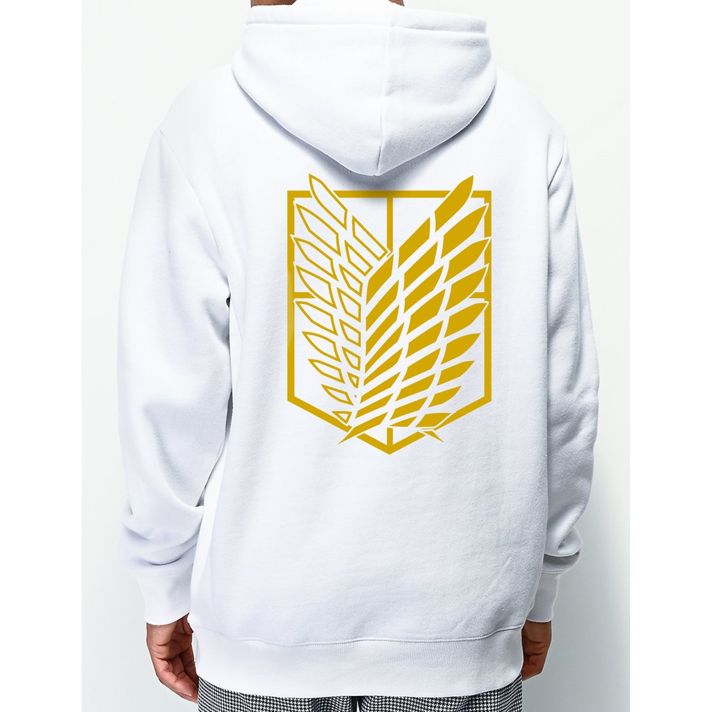 Jaket Anime Attack On titan Hoodie Putih Terbaru Terlaris