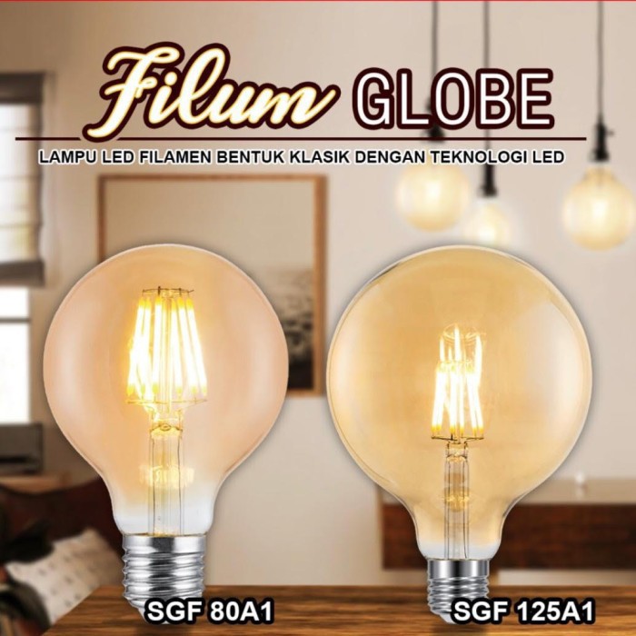 Lampu LED Filamen Surya Filum Globe SGF 125A1 4W/ 6W E27 Warm White