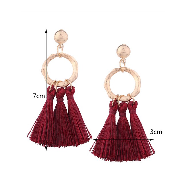 LRC Anting Tusuk Bohemia Tassel Decorated Earrings