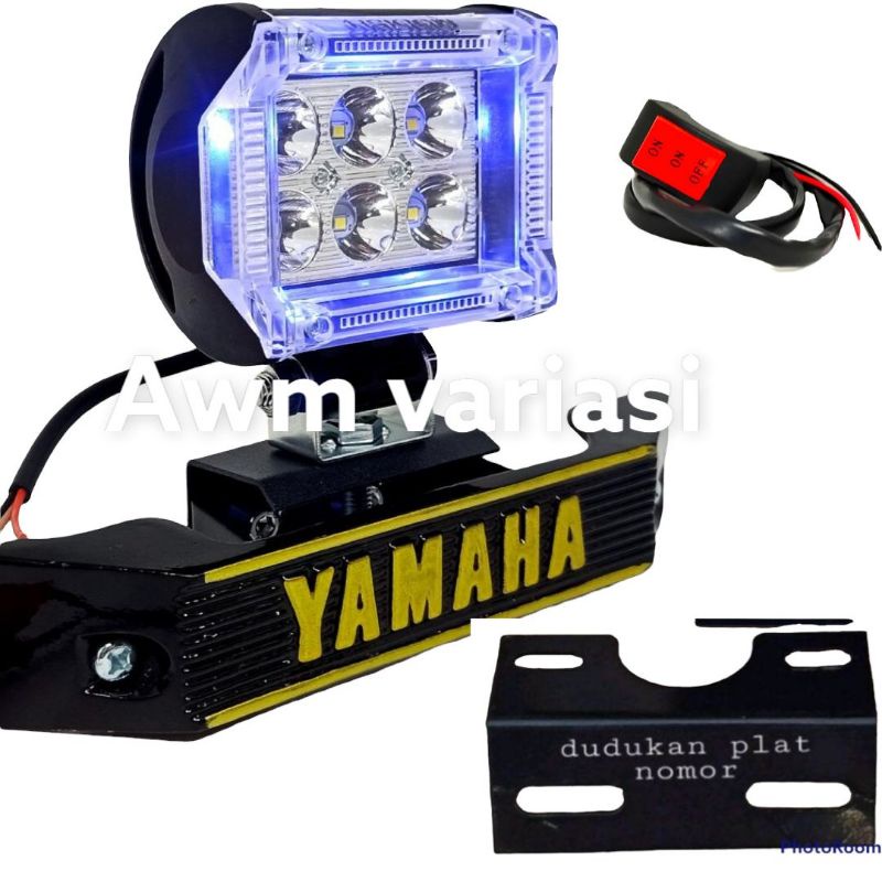 PAKET lampu tembak 6 mata jumbo rx king set kumis kucing rxking set dudukan plat nomor