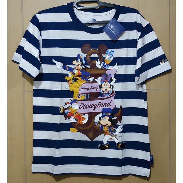 Kaos Tshirt Stripe Hongkong Disneyland Original Navy White