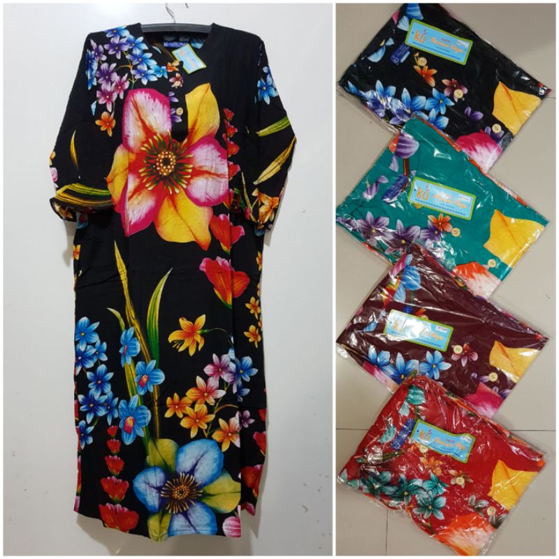 YULI - DASTER TANGAN 3/4 TEROMPET LD 110 CM BATIK KENCANA UNGU(KU) LEBEL BIRU(KUB)