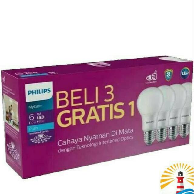GROSIR LAMPU LED PHILIPS 6 WATT MULTIPACK PUTIH