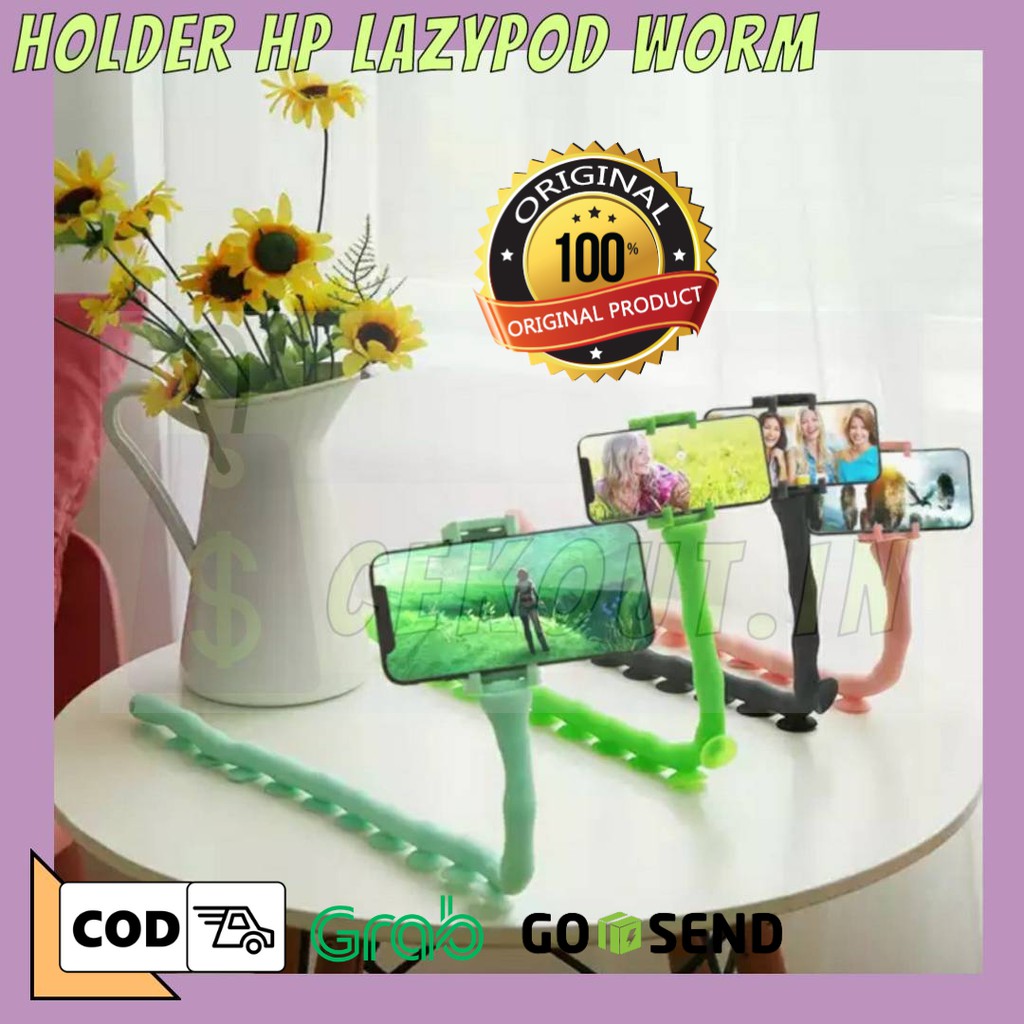 LAZYPOD TRIPOD HOLDER CUTE WORM FLEKSIBEL 360 DERAJAT / HOLDER HP / STAND HP / LAZYPOD GURITA