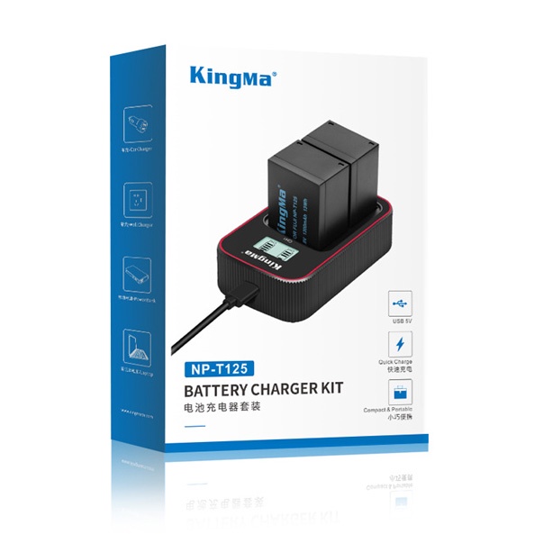 KingMa Charger Baterai 2 Slot for Fuji GFX50S GFX100 - NP-T125 - Black