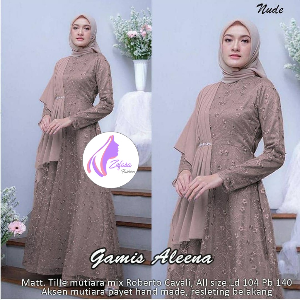 DRESS ALEENA TILE PREMIUM / DRESS KONDANGAN / DRESS BRIDESMAID / GAMIS BROKAT / GAMIS TILE PREMIUM