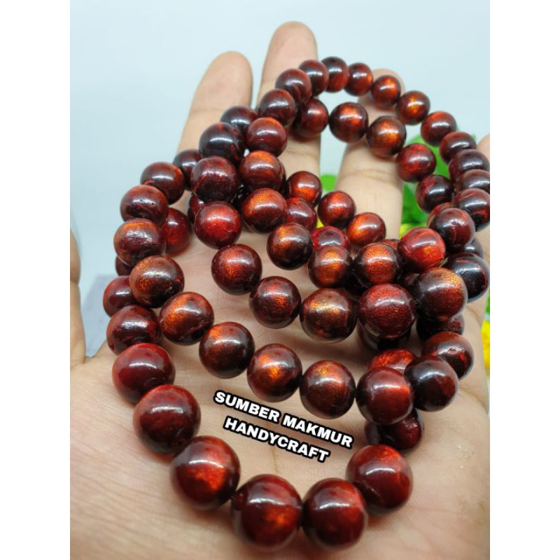 GELANG FOSIL AKAR BAHAR WARNA MERAH DELIMA