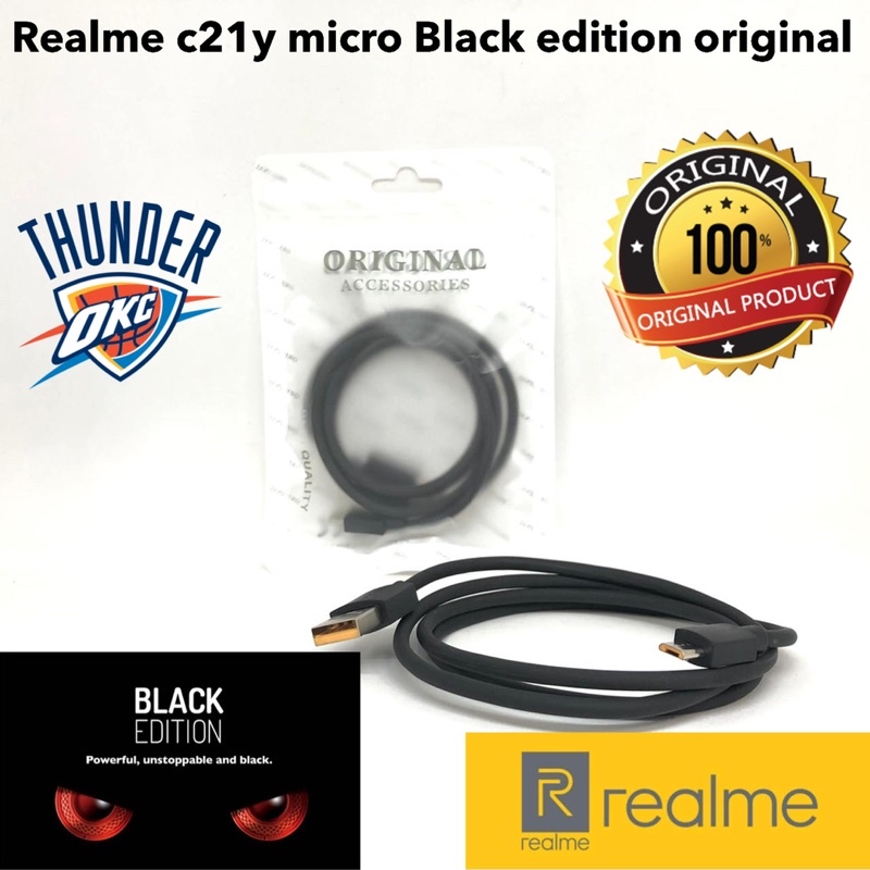 KABEL DATA REALME C21y BLACK EDITION ORIGINAL MICRO 100CM