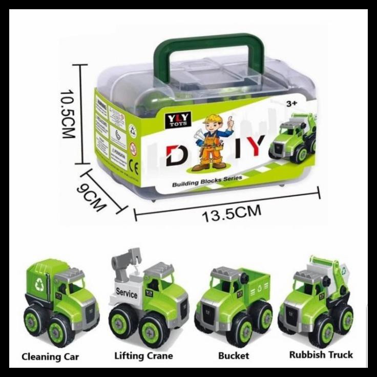 Mainan Building Block Diy Assembly Truck Truk 4In1 Kemasan Box Bening
