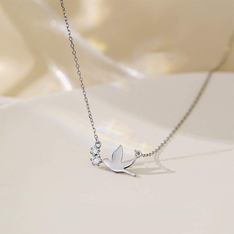 Fashion Peace Dove Pendant Necklace Kalung Korea Bird Silver Chain Necklaces for Women Jewelry Gift