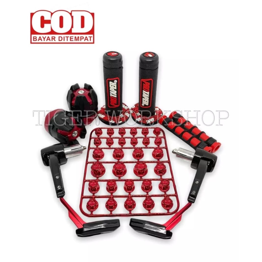 PAKET MURAH 5 ITEM PROGUARD ROBOT+COVER BAUT 30pcs+AS RODA+GRIP PROTAPER+KARET HENDEL.UNIVERSAL