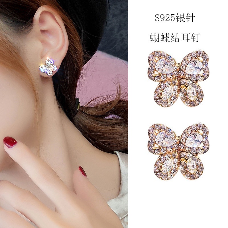 925 sterling silver jarum ikatan simpul anting-anting untuk wanita Korea temperamental peri Mori ear