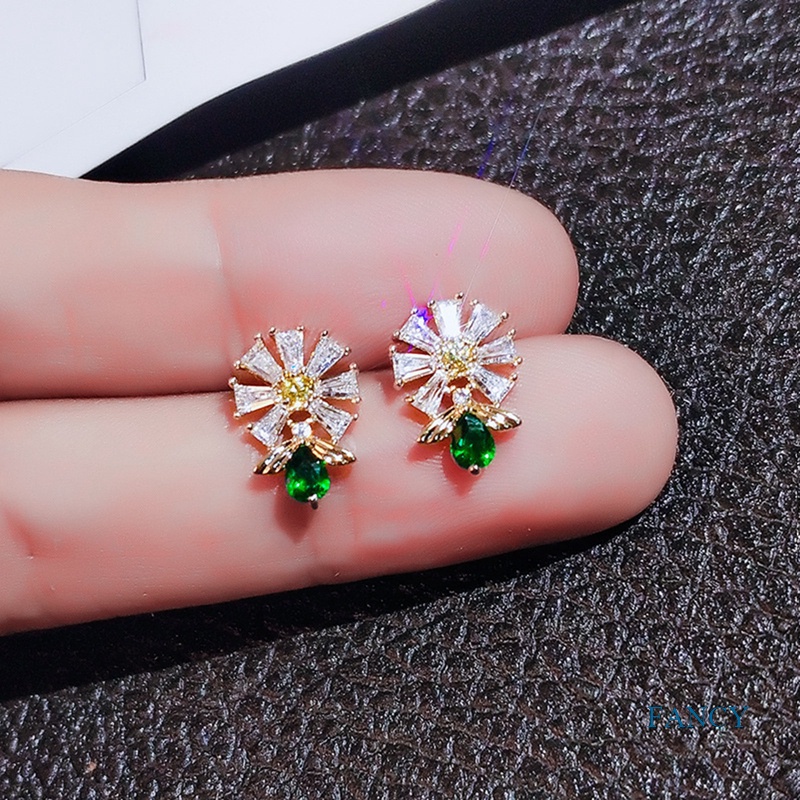 Anting Stud Bentuk Bunga Dan Lebah Untuk Wanita