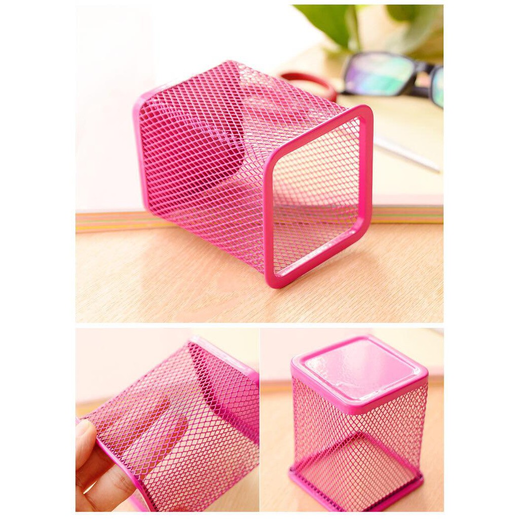 INDOMINI TEMPAT PENA BULAT PERSEGI ALAT TULIS PENSIL MEMO HOLDER MEJA PEN BALLPOINT R010