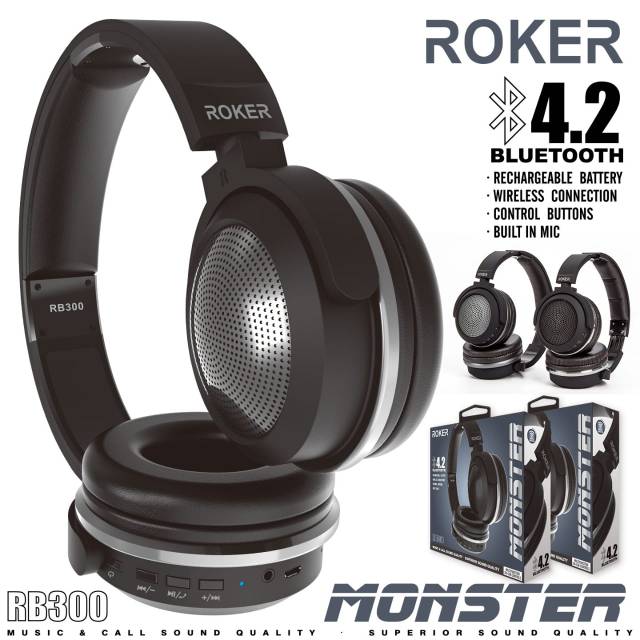 Headset Bluetooth Roker RB 300/Headphone Bluetooth Roker BANDO