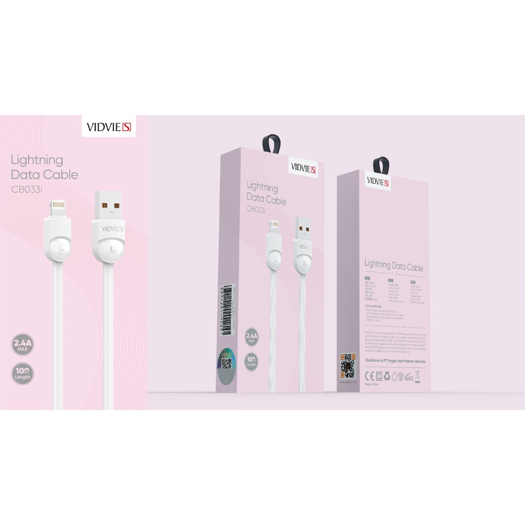 Usb-A to lightning cable vidvie charge data 2.4a 100cm fast charging for iphone ipad cb033-i5 cb033i