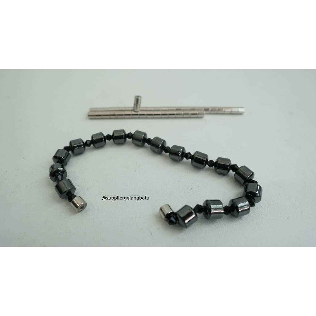 Aksesoris stopper magnet 6mm silver bahan rangkai gelang kalung tali