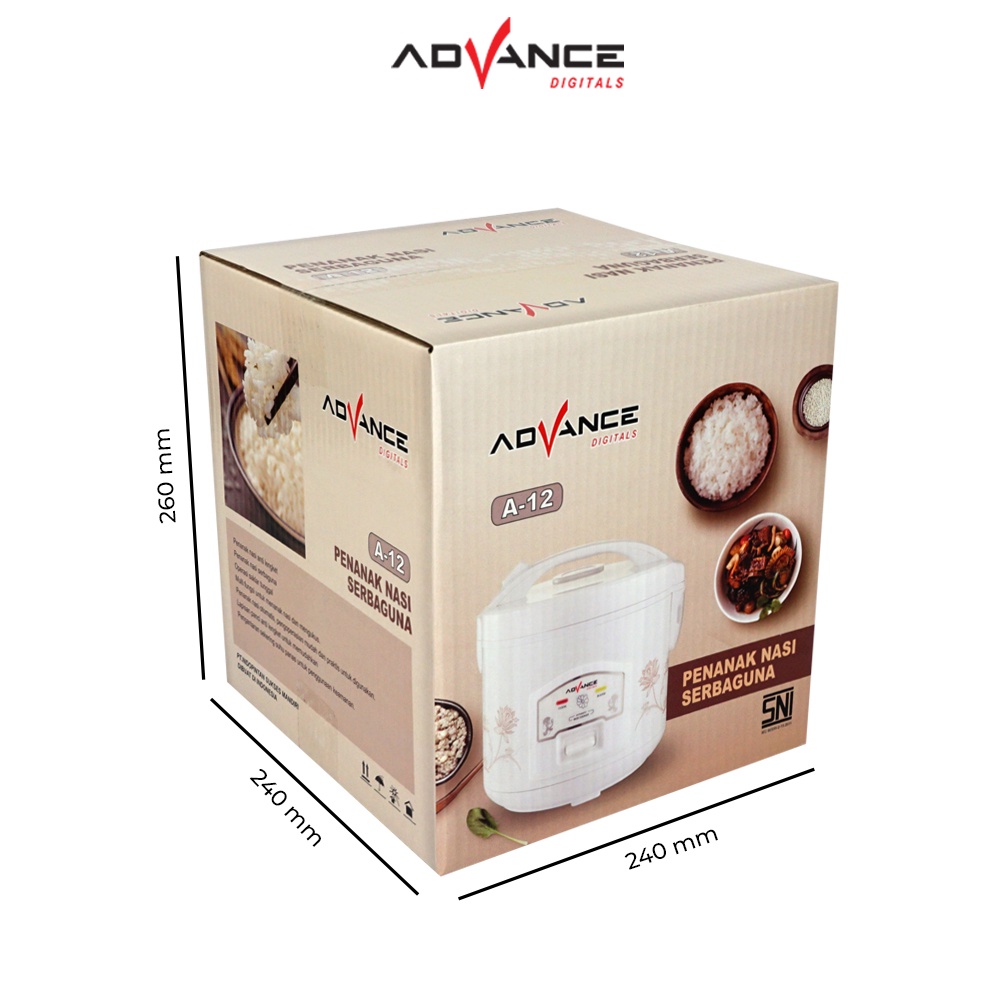 Advance Digitals A-12 Rice Cooker Penanak Nasi Serbaguna 1.2L 3 in 1 Magic Com Garansi Resmi 1 Tahun