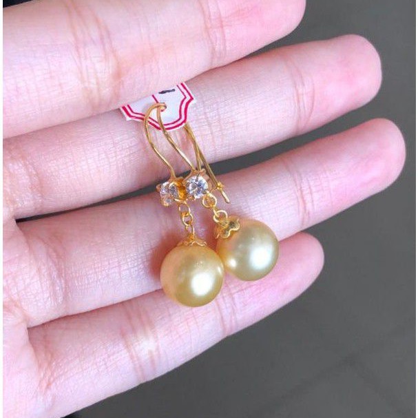 Anting kait Anting sirkon emas 22k 916% mutiara air laut asli lombok