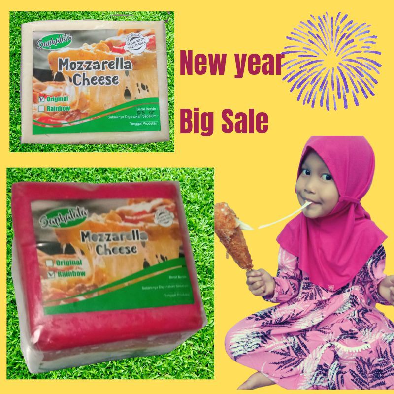keju mozarella rainbow pelangi dan original mulur fresh 250gr/500gr/1 kg