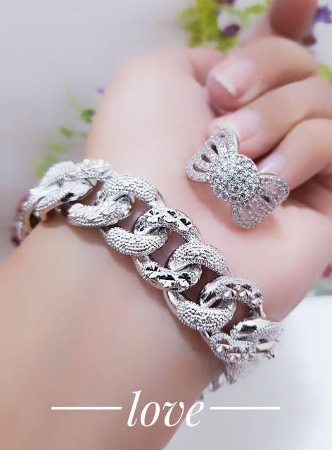 Set xuping terlaris gelang tangan rantai plus cincin