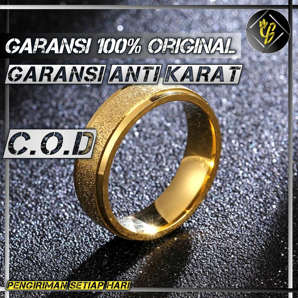 Cincin Titanium Nikah Kawin Tunangan Couple Pria Wanita Cowok Cowo Cewek Keren Emas Gold Kuning 01