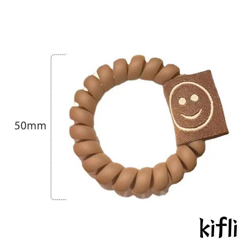 Ikat Rambut Model Kabel Telepon Motif Smiley Face Bahan Karet Untuk Anak Perempuan