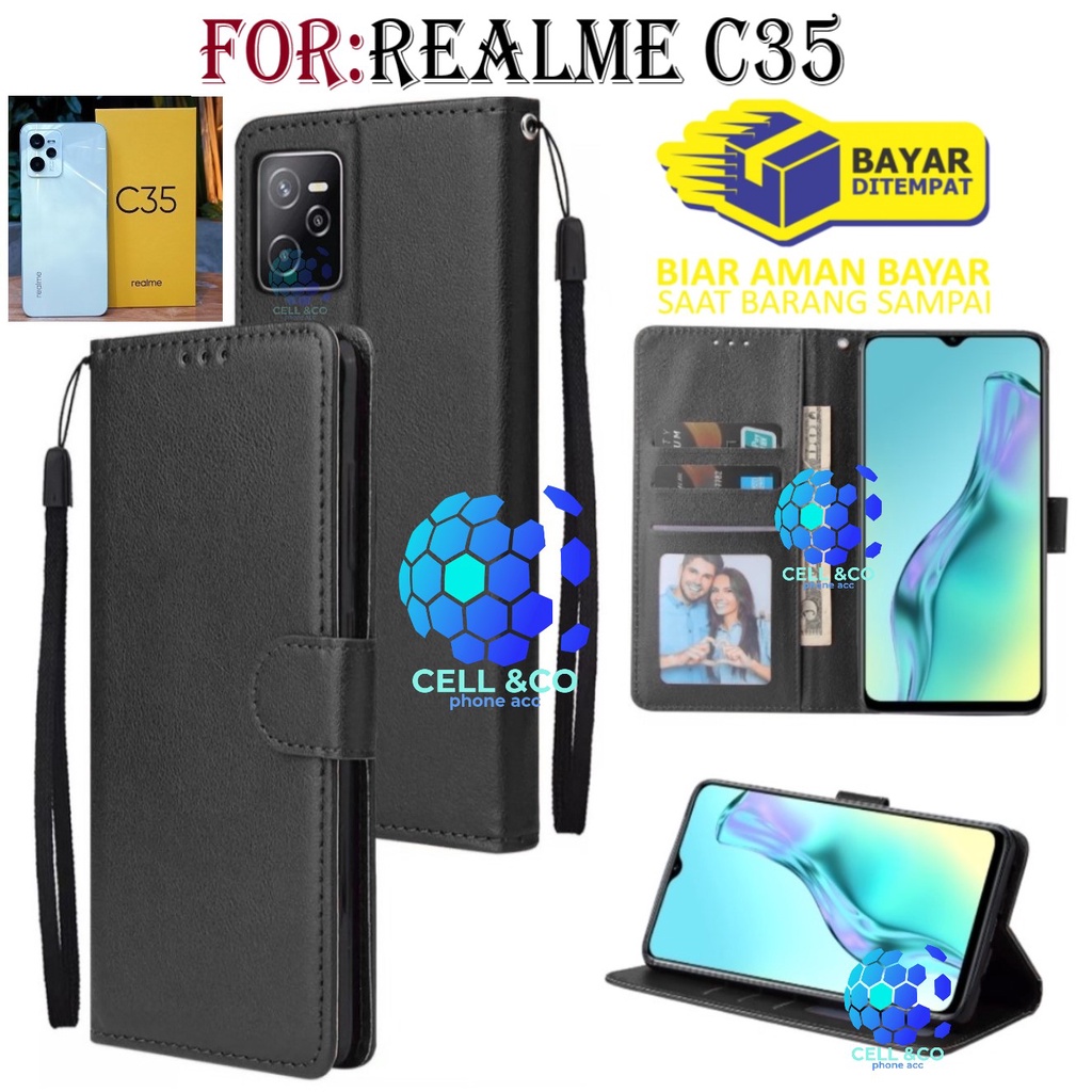 NEW REALME C35 CASE FLIP LEATHER WALLET PREMIUM FLIP CASE BUKA TUTUP KESING HP CASING FLIP CASE WALLET REALME C35 TERBARU