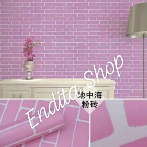 Wallpaper Stiker Dinding Murah - Walpaper Dinding 5 Meter Murah Bata Pink ALBINO88