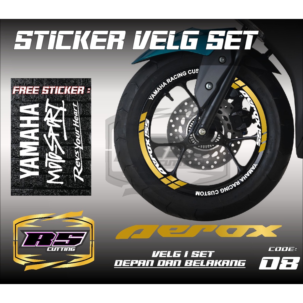 Cutting Sticker Velg AEROX- Aksesoris Motor Stiker Lis Velg  YAMAHA AEROX Skotlet Sticker Lis PELEK 