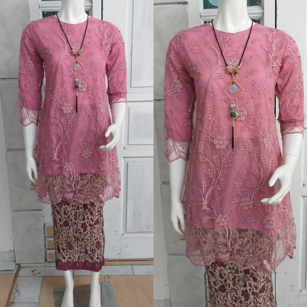 Set baju kurung tulle mutiara pearl