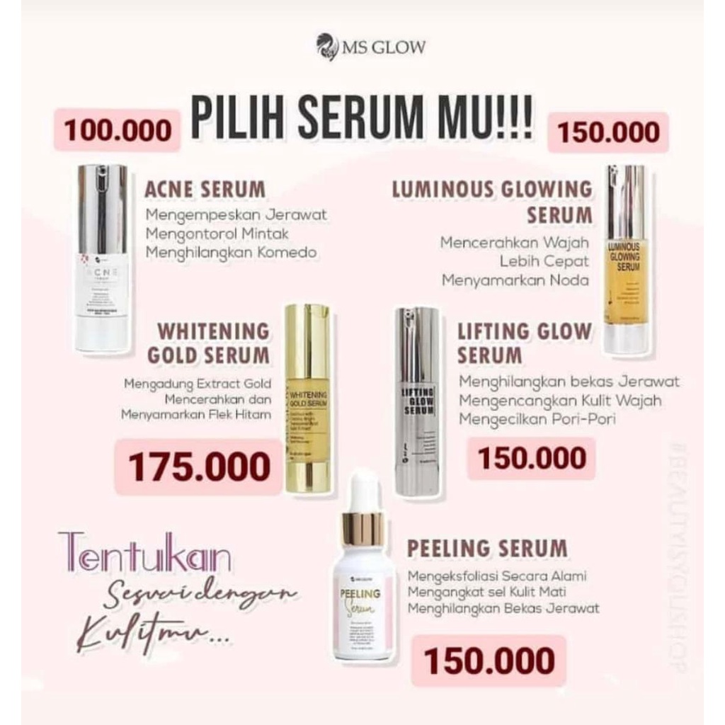 MS GLOW SERUM ACNE / LUMINOUS / LIFTING / GOLD / PEELING MS GLOW ORIGINAL DIJAMIN 100% ASLI MEMBER