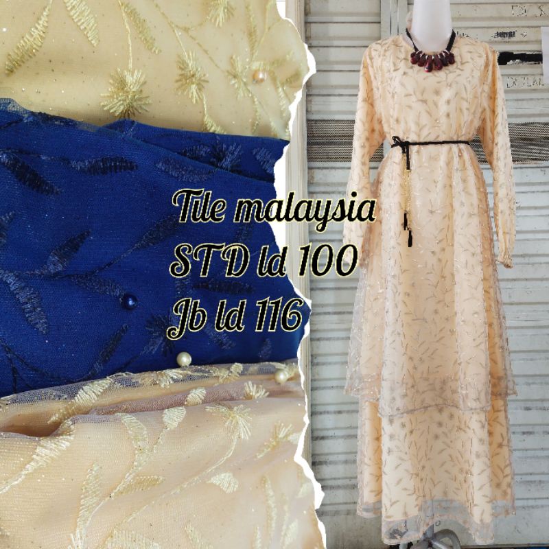 gamis brokat maxi brokat tile tingkat /gamis seragam / gamis tile Malaysia / gamis lebaran / gamis b