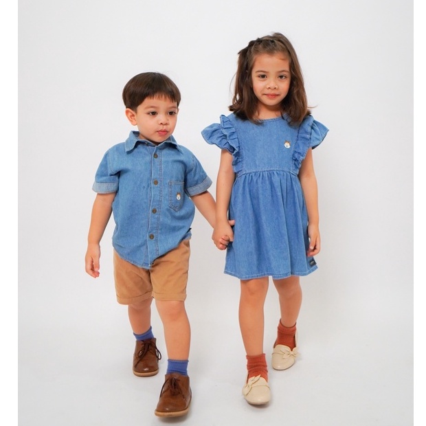 Carva Atasan anak dress jeans anak Rapunzel denim original realpict