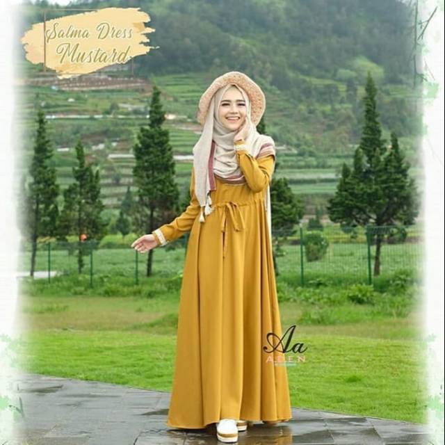 SALMA DRESS Bahan MOSSCRAPE Baju Gamis Wanita Terbaru 2021 Gamis Remaja BEST SELLER