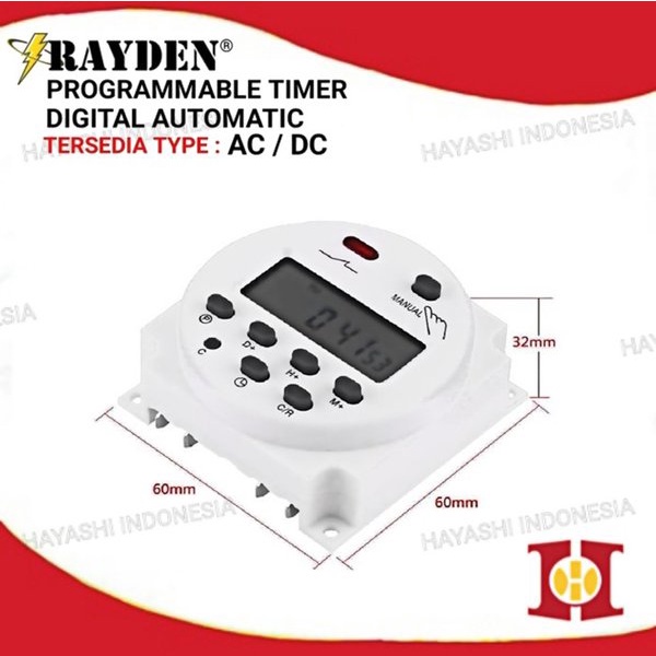 Digital Timer 16A AC220V DC 12V Saklar Otomatis ON OFF Listrik CN101A