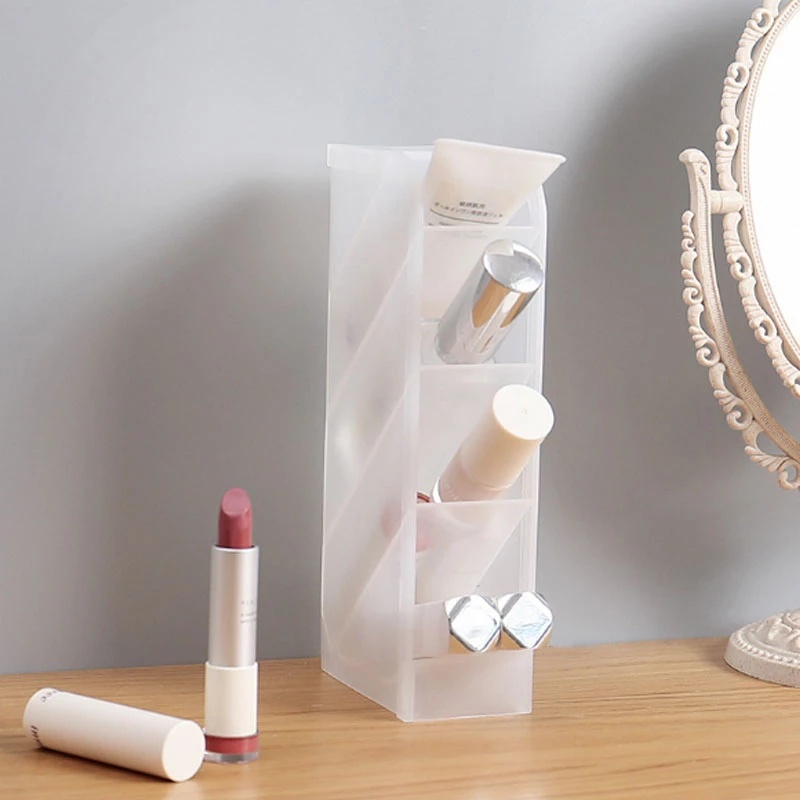 Transparent Plastic Multi-layer Oblique Pen Holder Storage Box / Cosmetic Beauty Tools Multiple Uses Storage Rack