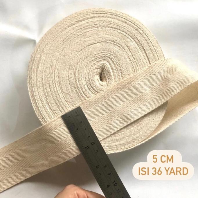 :<:<:<:<] Pita katun twill tape / label katun 5 cm isi 36 yard / Pita jahit